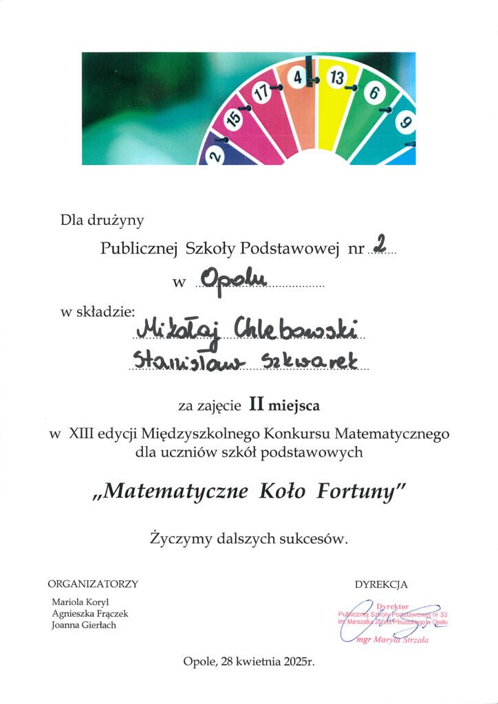 Matematyczne kolo fortuny 3